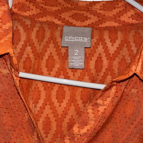 Chico’s Women’s Burnt Orange Button Down Casual Shirt in Textured Fabric Sz-L - Picture 4 of 6